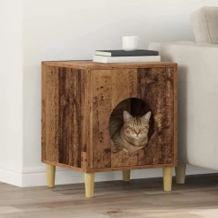 Huisdierbenodigdheden*vidaXL Kattenhuis Oudhout 42,5 x 40 x 53 cm Bewerkt hout Oud hout