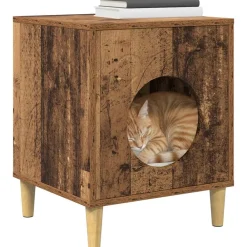 Huisdierbenodigdheden*vidaXL Kattenhuis Oudhout 42,5 x 40 x 53 cm Bewerkt hout Oud hout