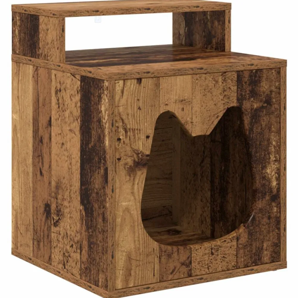 Huisdierbenodigdheden*vidaXL Kattenhuis Oudhout 42,5 x 40 x 53,5 cm Bewerkt hout Oud hout