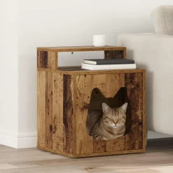 Huisdierbenodigdheden*vidaXL Kattenhuis Oudhout 42,5 x 40 x 53,5 cm Bewerkt hout Oud hout