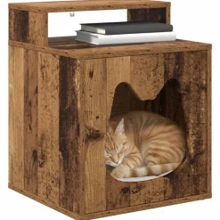 Huisdierbenodigdheden*vidaXL Kattenhuis Oudhout 42,5 x 40 x 53,5 cm Bewerkt hout Oud hout