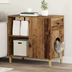 Huisdierbenodigdheden*vidaXL Kattenhuis Oudhout 72 x 42,5 x 70 cm Bewerkt hout Oud hout