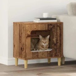 Huisdierbenodigdheden*vidaXL Kattenhuis Oudhout 51 x 30 x 52 cm Bewerkt hout Oud hout