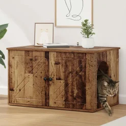Huisdierbenodigdheden*vidaXL Kattenhuis Oudhout 85 x 55 x 50 cm Bewerkt hout Oud hout