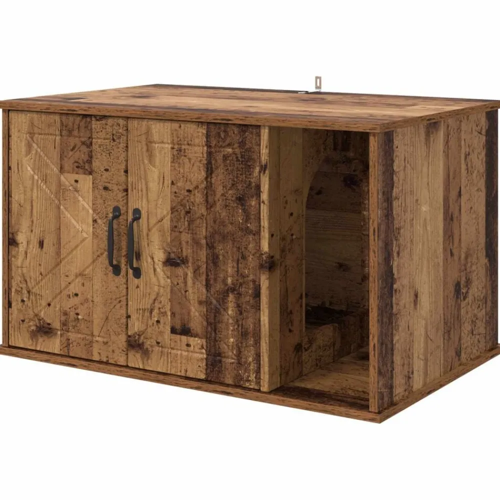 Kattenhuis Oudhout 85 x 55 x 50 cm Bewerkt hout>vidaXL Discount
