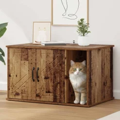 Kattenhuis Oudhout 85 x 55 x 50 cm Bewerkt hout>vidaXL Discount