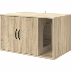 Huisdierbenodigdheden*vidaXL Kattenhuis Sonoma 85 x 55 x 50 cm Bewerkt hout Sonoma eiken