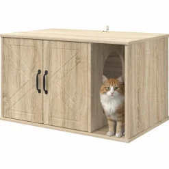 Huisdierbenodigdheden*vidaXL Kattenhuis Sonoma 85 x 55 x 50 cm Bewerkt hout Sonoma eiken