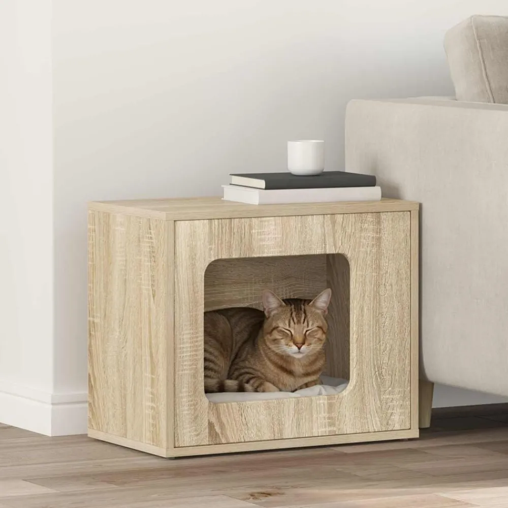 Kattenhuis Sonoma 51 x 30 x 42,5 cm Bewerkt hout>vidaXL Hot