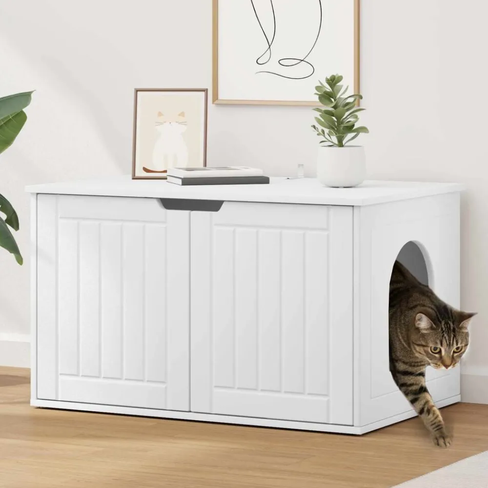 Huisdierbenodigdheden*vidaXL Kattenhuis 85 x 55 x 50,5 cm Bewerkt hout Wit