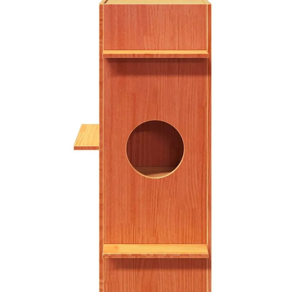 Huisdierbenodigdheden*vidaXL Kattenhuis 43x43x90 cm massief grenenhout Wasbruin