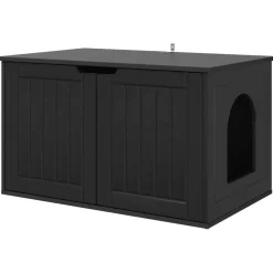 Huisdierbenodigdheden*vidaXL Kattenhuis 85 x 55 x 50,5 cm Bewerkt hout Zwart