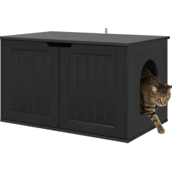 Huisdierbenodigdheden*vidaXL Kattenhuis 85 x 55 x 50,5 cm Bewerkt hout Zwart