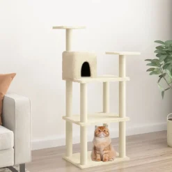 Kattenkrabpaal met sisal krabpalen 118,5 cm crèmekleurig>vidaXL Clearance