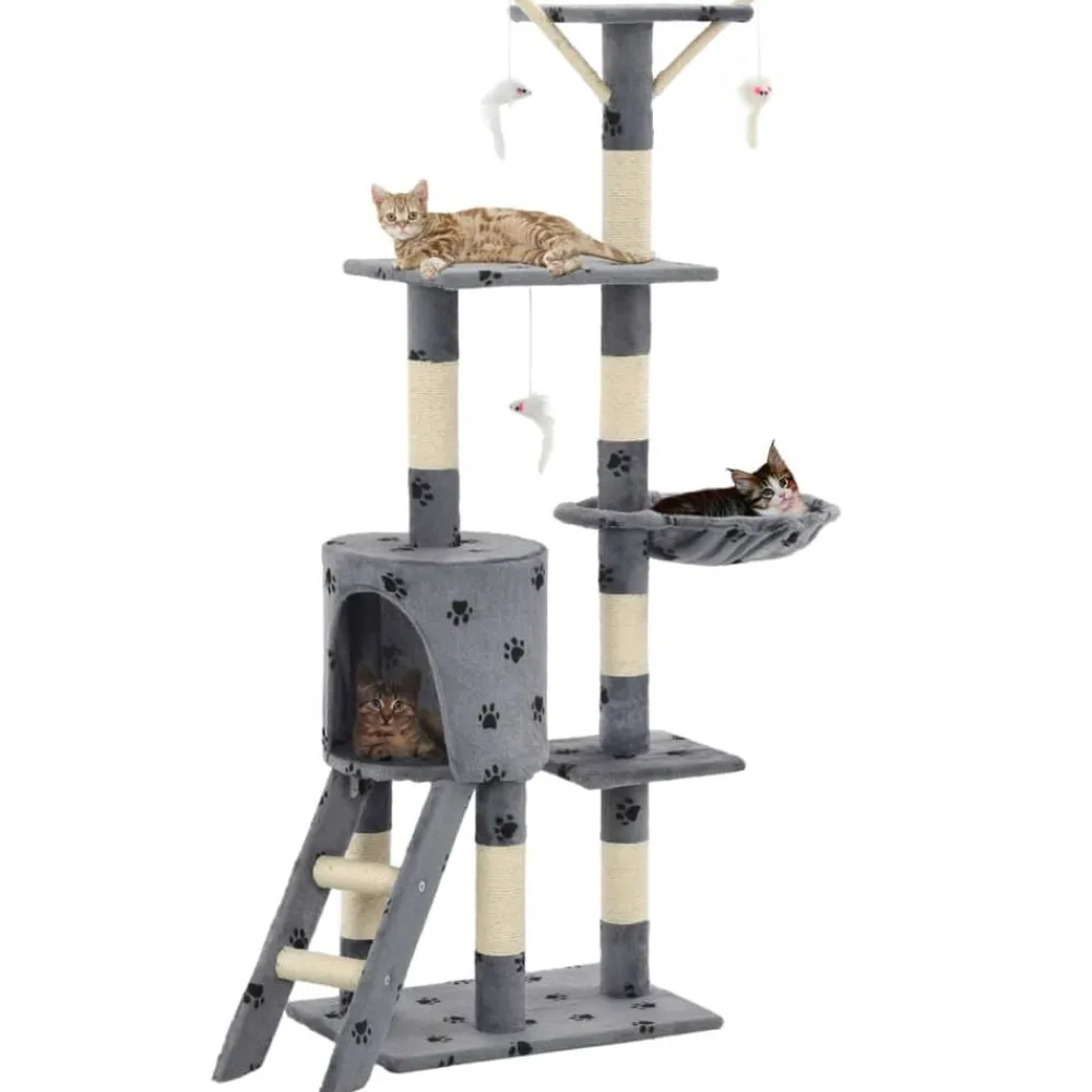 Kattenkrabpaal met sisal krabpalen 138 cm pootafdrukken grijs>vidaXL