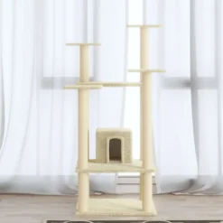 Kattenkrabpaal met sisal krabpalen 110 cm crèmekleurig>vidaXL Clearance