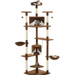 Huisdierbenodigdheden*vidaXL Kattenkrabpaal met sisal krabpalen 203 cm Bruin en wit