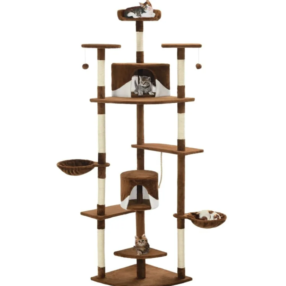 Huisdierbenodigdheden*vidaXL Kattenkrabpaal met sisal krabpalen 203 cm Bruin en wit