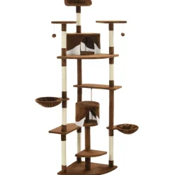 Huisdierbenodigdheden*vidaXL Kattenkrabpaal met sisal krabpalen 203 cm Bruin en wit