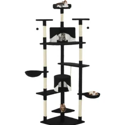 Huisdierbenodigdheden*vidaXL Kattenkrabpaal met sisal krabpalen 203 cm Zwart en wit