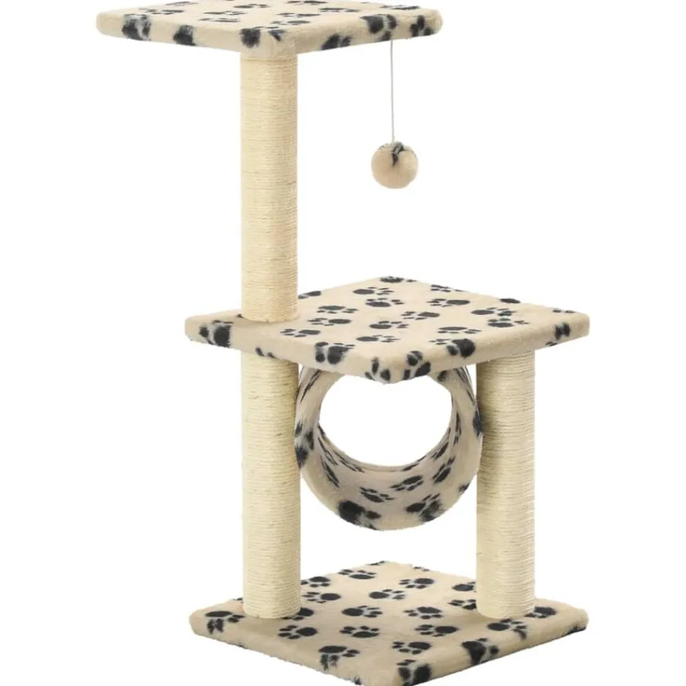 Huisdierbenodigdheden*vidaXL Kattenkrabpaal met sisal krabpalen 65 cm pootafdrukken beige Beige met pootafdrukken