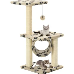 Huisdierbenodigdheden*vidaXL Kattenkrabpaal met sisal krabpalen 65 cm pootafdrukken beige Beige met pootafdrukken