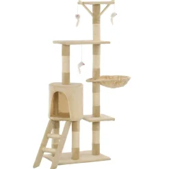 Huisdierbenodigdheden*vidaXL Kattenkrabpaal met sisal krabpalen 138 cm Beige