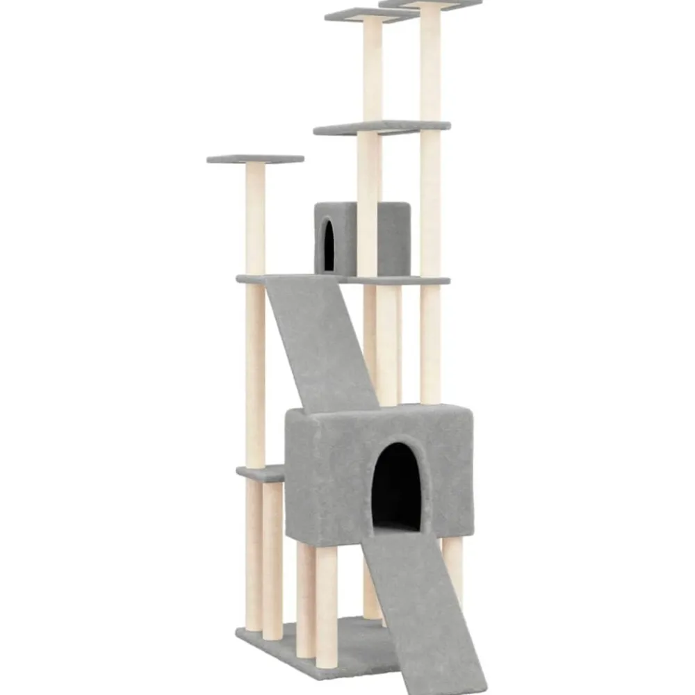 Huisdierbenodigdheden*vidaXL Kattenmeubel met sisal krabpalen 190 cm Lichtgrijs