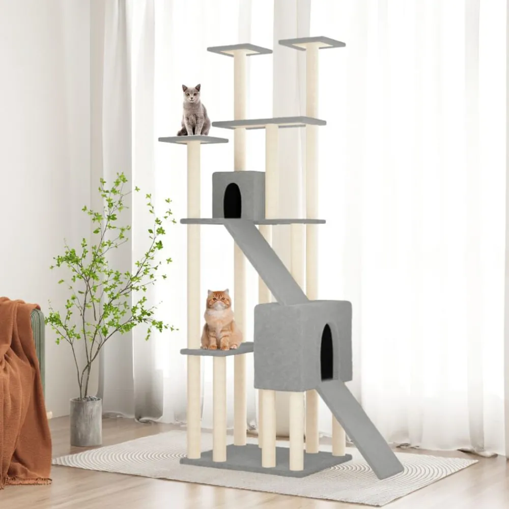 Huisdierbenodigdheden*vidaXL Kattenmeubel met sisal krabpalen 190 cm Lichtgrijs