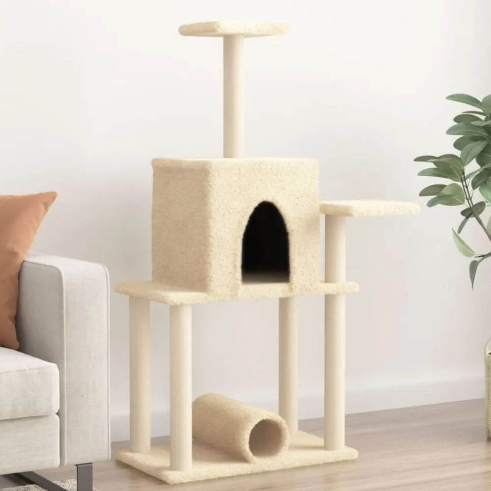 Kattenmeubel met sisal krabpalen 122 cm crèmekleurig>vidaXL Outlet