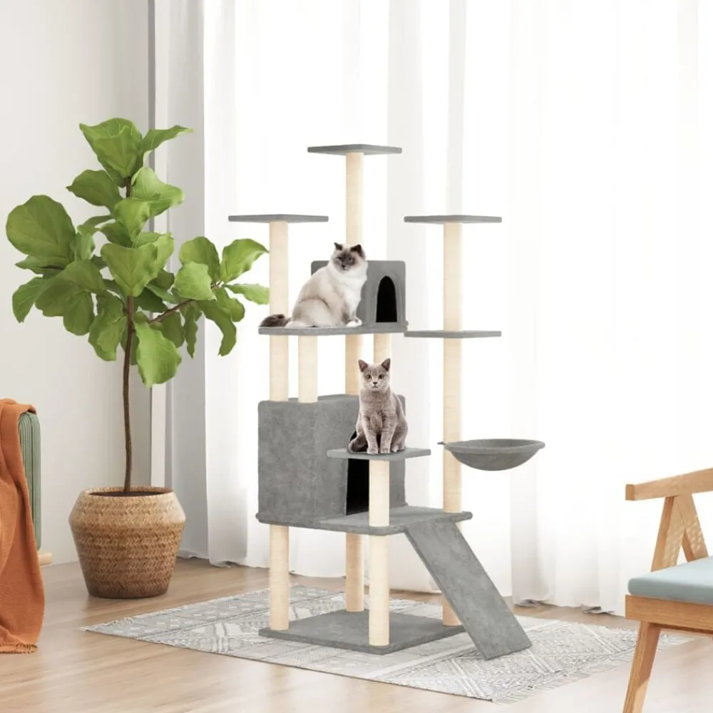 Huisdierbenodigdheden*vidaXL Kattenmeubel met sisal krabpalen 154 cm Lichtgrijs