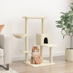 Kattenmeubel met sisal krabpalen 95 cm crèmekleurig>vidaXL Clearance