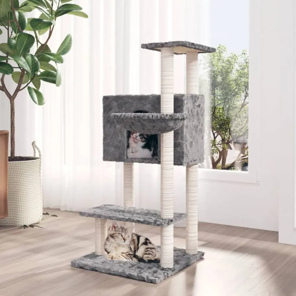 Huisdierbenodigdheden*vidaXL Kattenmeubel met sisal krabpalen 108,5 cm Lichtgrijs