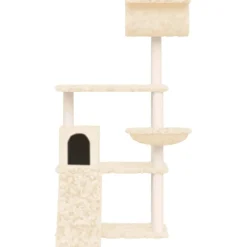 Huisdierbenodigdheden*vidaXL Kattenmeubel met sisal krabpalen 131 cm crèmekleurig Cr&egrave;me
