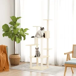 Huisdierbenodigdheden*vidaXL Kattenmeubel met sisal krabpalen 153 cm crèmekleurig Cr&egrave;me