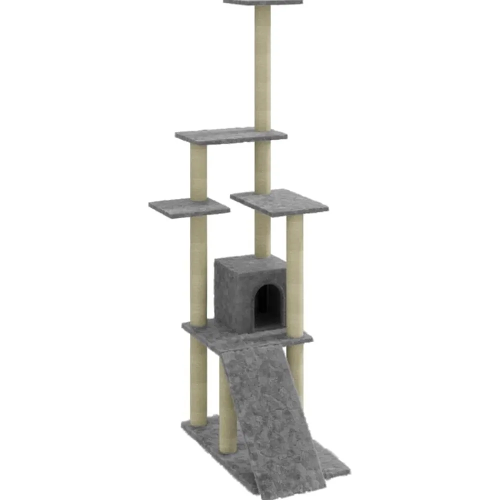 Huisdierbenodigdheden*vidaXL Kattenmeubel met sisal krabpalen 155 cm Lichtgrijs