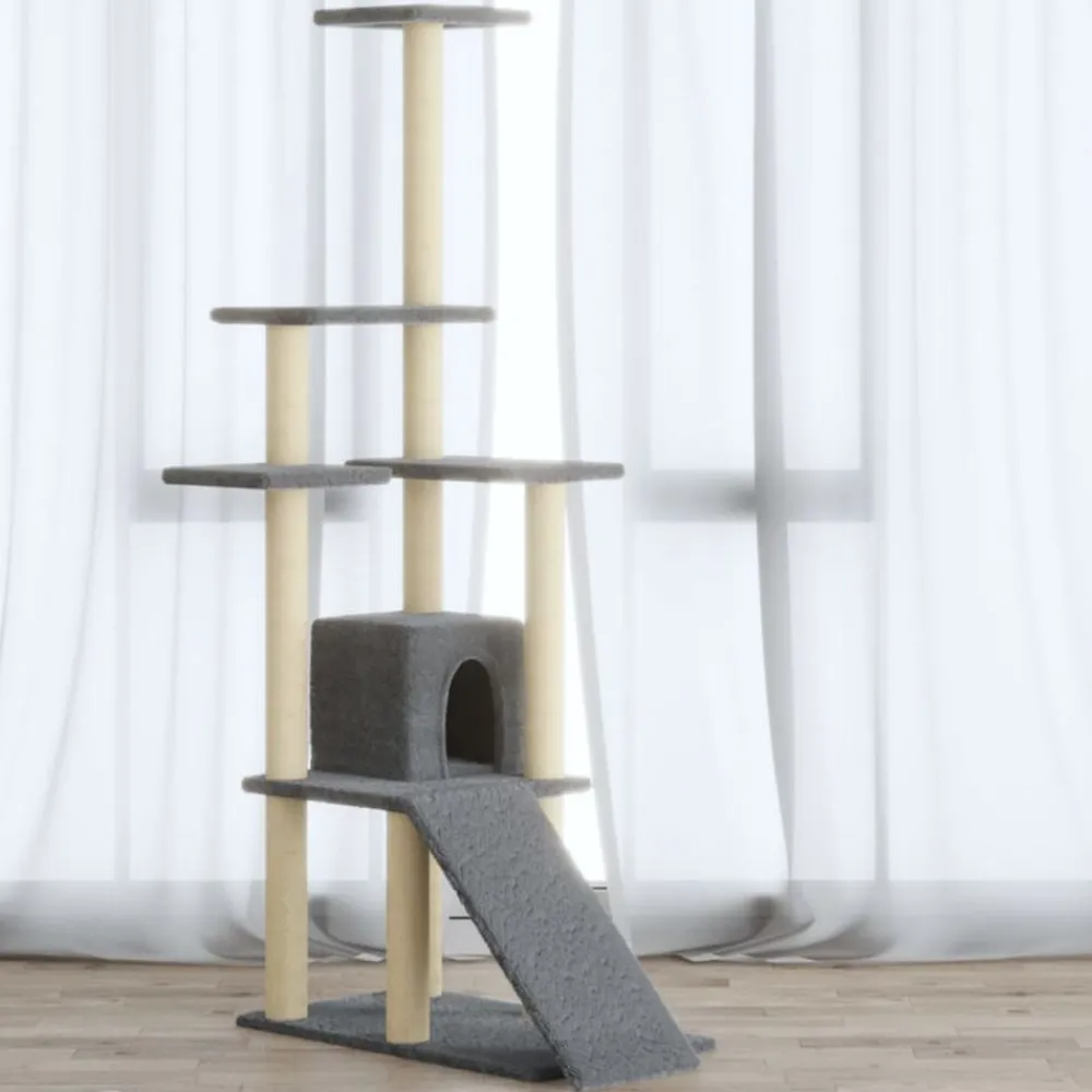 Huisdierbenodigdheden*vidaXL Kattenmeubel met sisal krabpalen 155 cm Lichtgrijs