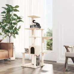 Kattenmeubel met sisal krabpalen 142 cm crèmekleurig>vidaXL New