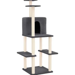 Huisdierbenodigdheden*vidaXL Kattenmeubel met sisal krabpalen 144,5 cm Donkergrijs