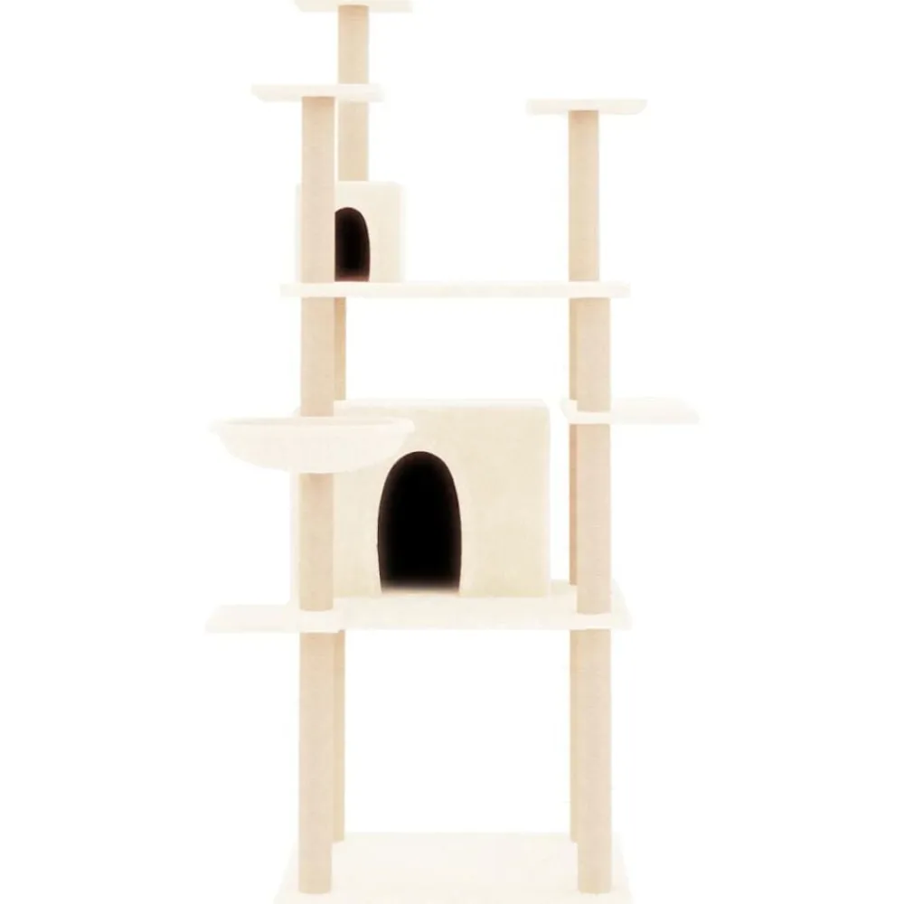 Huisdierbenodigdheden*vidaXL Kattenmeubel met sisal krabpalen 166 cm crèmekleurig Crème