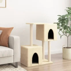 Huisdierbenodigdheden*vidaXL Kattenmeubel met sisal krabpalen 86 cm crèmekleurig Crème