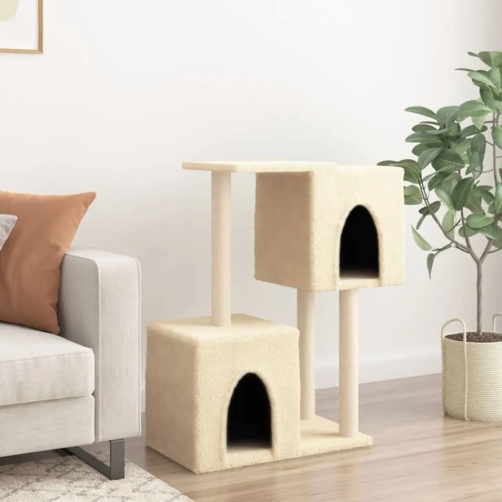 Huisdierbenodigdheden*vidaXL Kattenmeubel met sisal krabpalen 86 cm crèmekleurig Crème