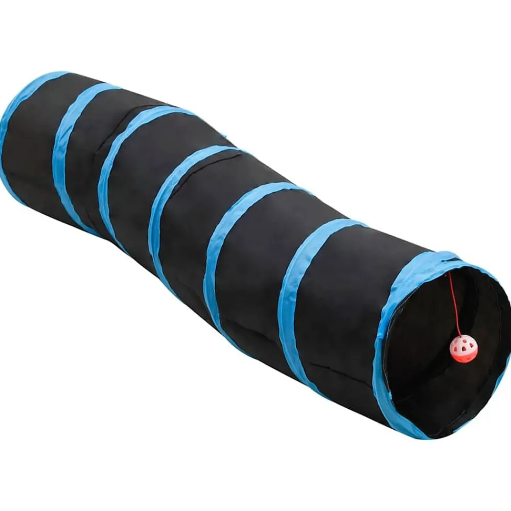 Kattentunnel S-vorm 122 cm polyester zwart en blauw>vidaXL Clearance