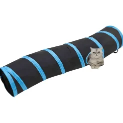 Kattentunnel S-vorm 122 cm polyester zwart en blauw>vidaXL Clearance