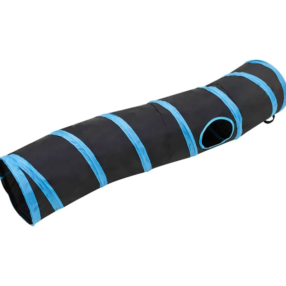Kattentunnel S-vorm 122 cm polyester zwart en blauw>vidaXL Clearance