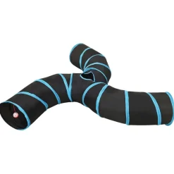 Buitenspeelgoed*vidaXL Kattentunnel 3-voudig 25 cm polyester zwart en blauw