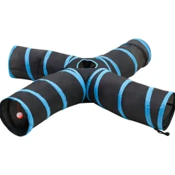 Buitenspeelgoed*vidaXL Kattentunnel 4-voudig 25 cm polyester zwart en blauw