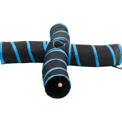 Buitenspeelgoed*vidaXL Kattentunnel 4-voudig 25 cm polyester zwart en blauw