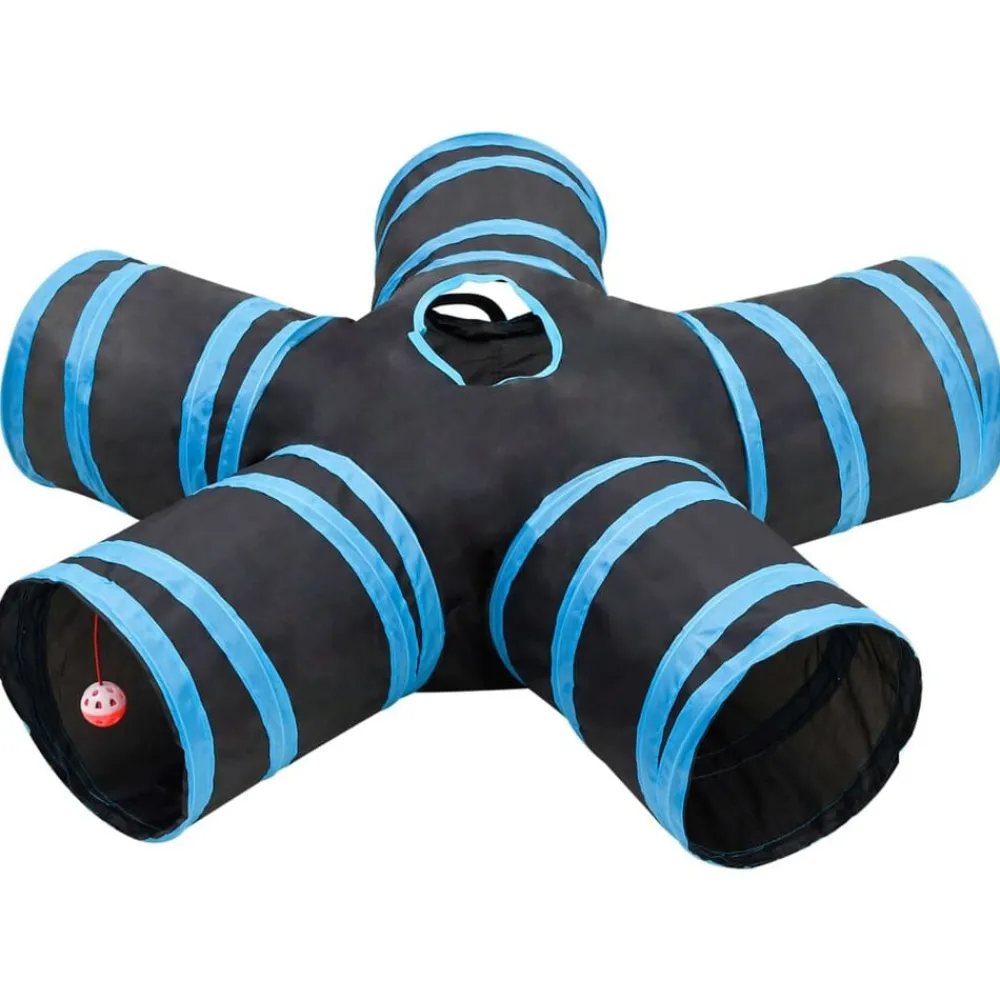 Buitenspeelgoed*vidaXL Kattentunnel 5-voudig 25 cm polyester zwart en blauw