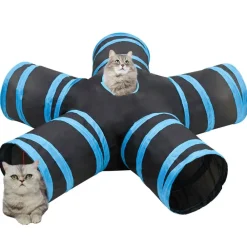 Buitenspeelgoed*vidaXL Kattentunnel 5-voudig 25 cm polyester zwart en blauw
